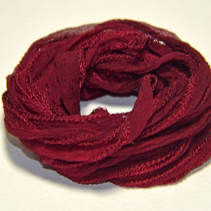 Ute Bernsen&#39;s Fairy Silk Ribbon--Bordeaux&gt;Dark Red Fairy Silk Ribbon&gt;Dark Red Silk Ribbon&gt;Dark Red Ribbon for Jewelry Making&gt;Dark Red Ribbon