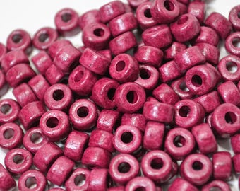 Magenta Mykonos Ceramic Beads 4 x 6mm Greek Tubes--Jewelry Making Boho Crafts