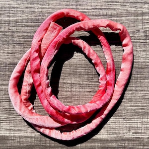 Silk Ribbon Hand-Dyed Tubular Silk Ribbon Rolled Varigated Color Jewelry Making Silk Tube Ribbon for Hair Accessory Boho Silk Tube Ribbon
