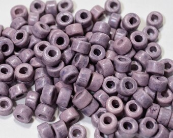 Lilac Mykonos Ceramic Beads, 4x6mm Greek Tube Bead-Boho Jewelry Making Crafts
