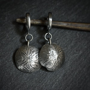 Rustic pendant earrings, minimalist sterling silver earrings, viking earrings