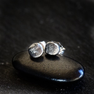 Sterling silver studs earrings, mens stud earrings, minimalist oxidized earrings, gift for Birthday, gift for her, gift for him