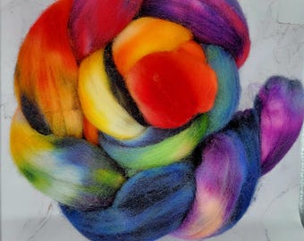 Handpainted Wool Braid for Spinning