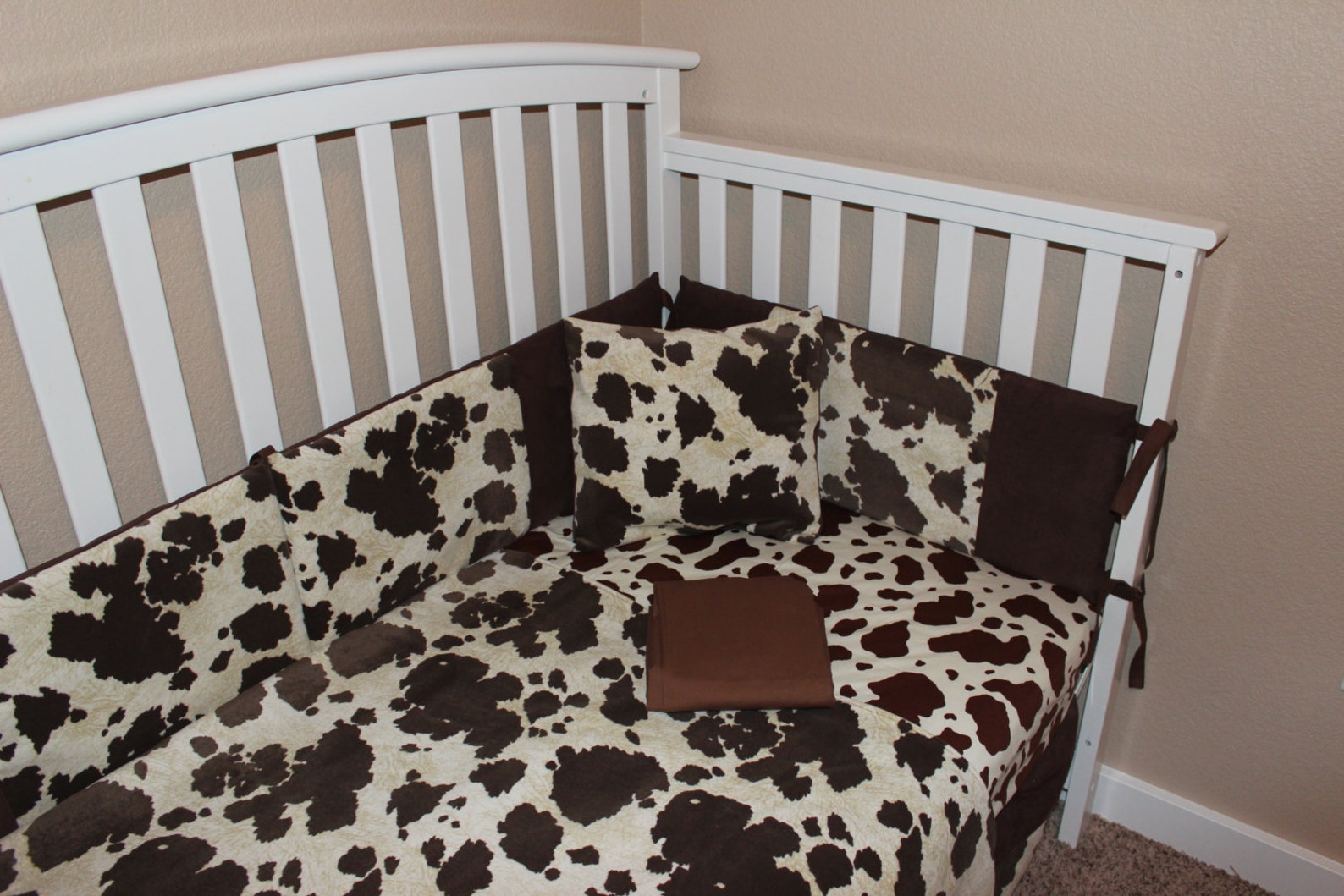 Brown Cowhide Crib Baby Bedding Set Cow Farm Etsy