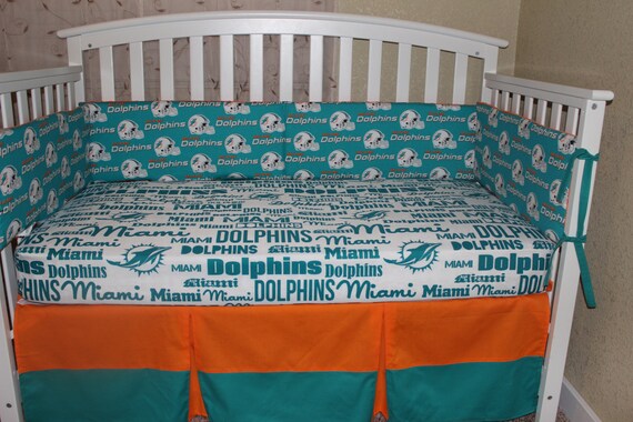 Miami Dolphins Crib Baby Bedding Set Nfl Football Etsy