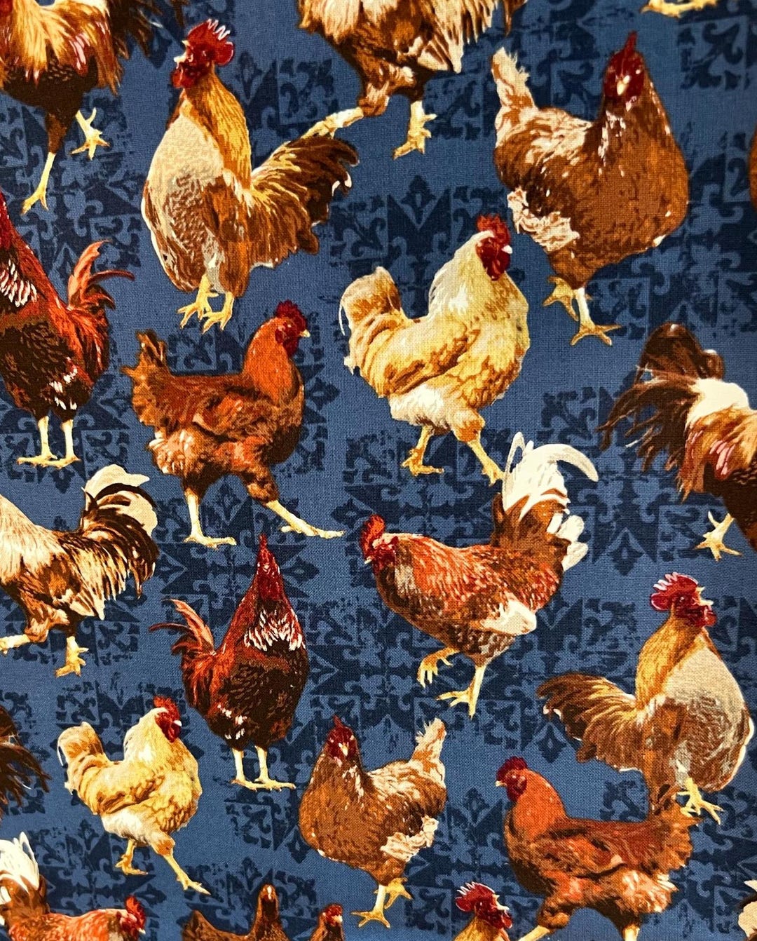 Chicken Repeat Pattern Vintage Repeating Pattern of Various Chicken and Rooster Breeds Set ...