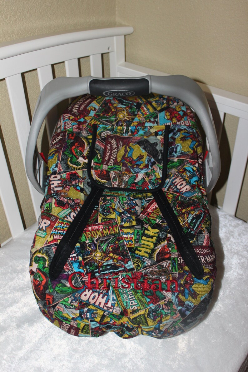 Marvel Comics Baby Infant Carrier Cover Car Seat Dc Comic Cozie Quilted