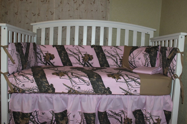 Pink Mossy Oak Crib Baby Bedding Set Girl Camouflage Camo