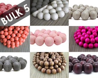 BULK 20mm Colored Round Wood Beads - 50 pieces - Choose your color