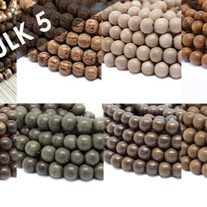 BULK Wholesale 8mm Premium Natural Round Wood Beads 5 strands Choose Color and Finish Ebony Rosewood Bayong Graywood Robles Palmwood image 1