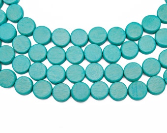 20mm Celosia Orange Flat Round Coin Wood Beads 15 inch strand MARKDOWN Dyed and Waxed