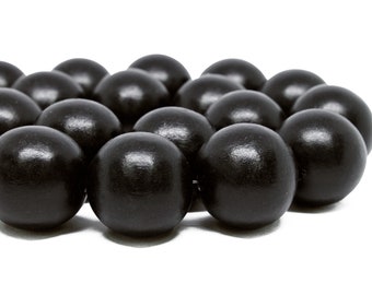 20mm Black Round Wood Beads - Dyed and Waxed - 10pcs.