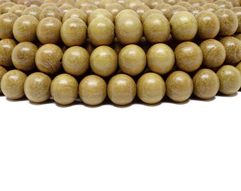 12mm Nangka Jackfruit Round Premium Wood Beads - Waxed - 15 inch strand