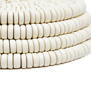 Rondelle Pucalet, disque d&#39;espacement, disque en bois, 10 mm, perles en bois, fabriquées à la main en bois de fromage léger, blanchies, fil de 40 cm (15 po.)