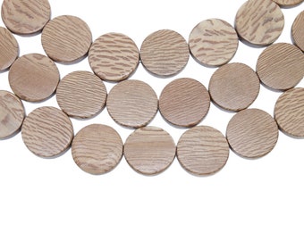 20mm Rosewood Coin Premium Wood Beads - Waxed - 15 inch strand