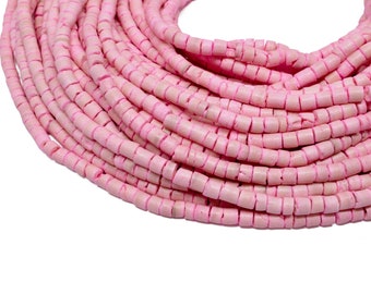 3-4mm Blush Pink Coconut Shell Heishi Beads - Dyed and Waxed - 23 inch strand