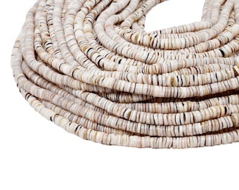 4-5mm Exotica Mixed Luhuanus Shell Heishi Beads - Natural Color Seashell - 23 inch strand