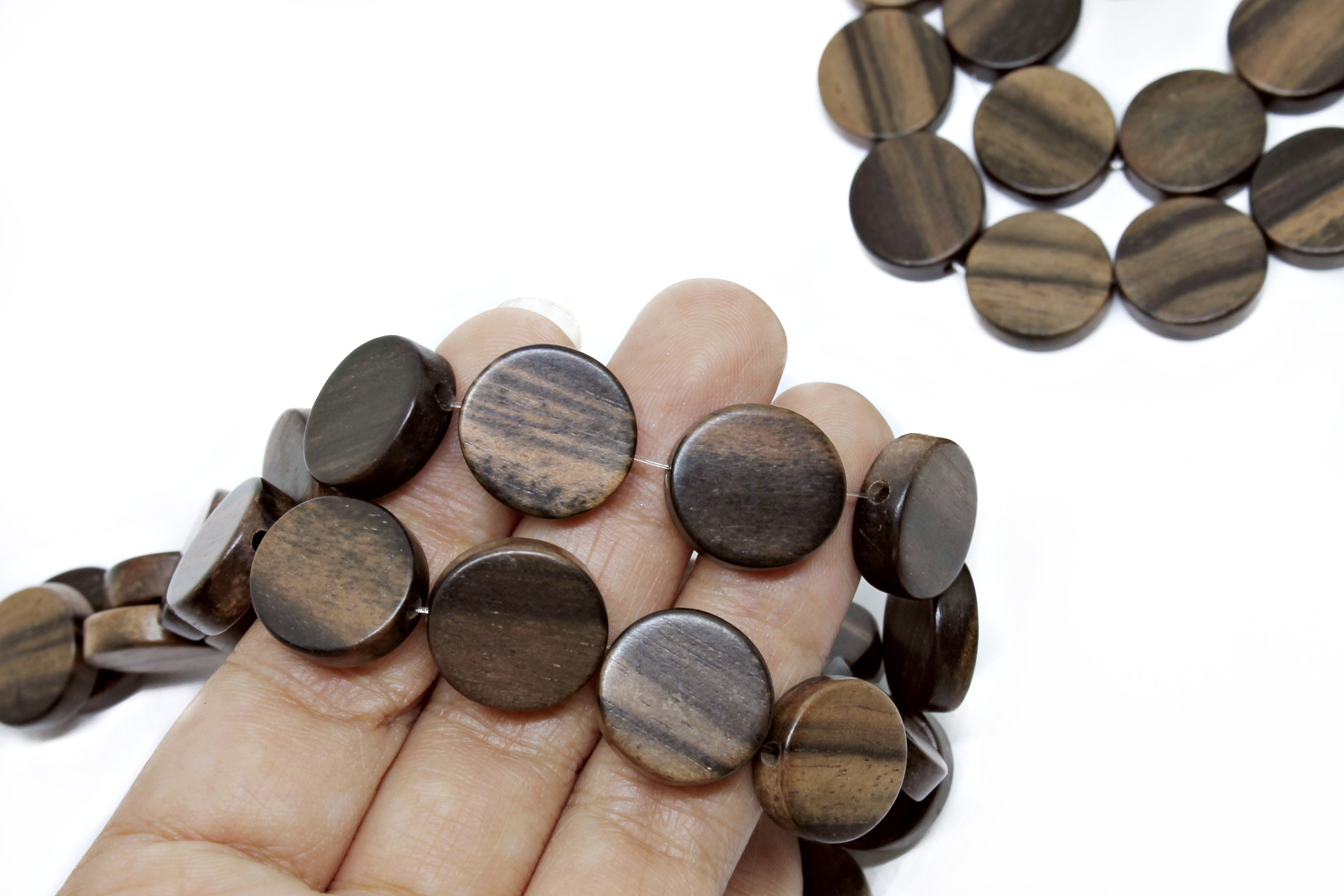人気商品ランキング Tiger 15mm Kamagong Waxed - Beads Wood Premium Coin Ebony アクセサリー