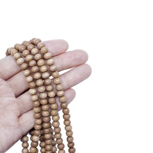 6mm Rosewood Natural Round Premium Wood Beads - Wax Polished - 15 inch strand - For DIY Jewelry Making Necklace Bracelet image 2