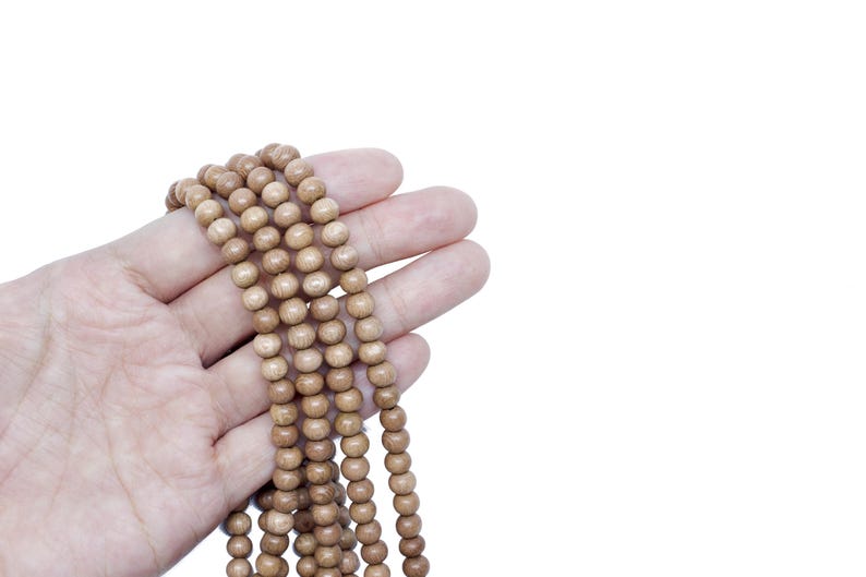 6mm Rosewood Natural Round Premium Wood Beads - Wax Polished - 15 inch strand - For DIY Jewelry Making Necklace Bracelet image 2