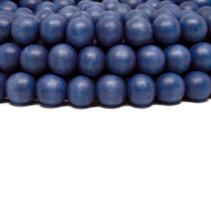 12mm Blue Round Wood Beads - Dyed and Waxed - 15 inch strand