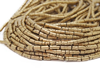 3-4mm Metallic Gold Coconut Shell Heishi Beads - Painted - 23 inch strand