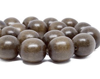 20mm Graywood Round Premium Wood Beads - Waxed - 10 pieces