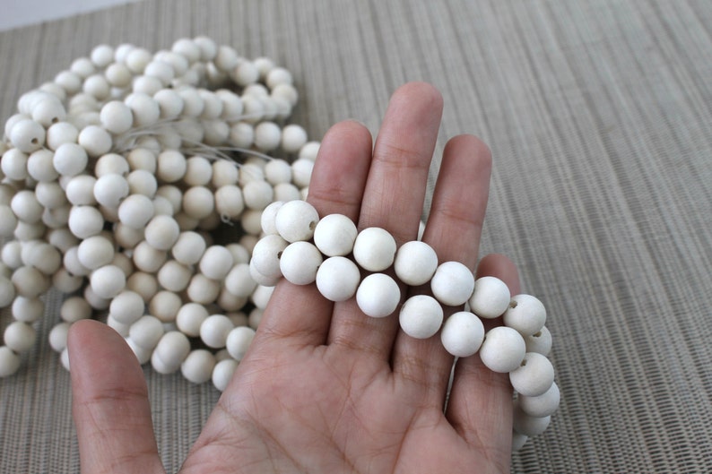 10mm White Cream Ivory Colored Natural Round Wooden Beads Bleached 15 inch strand High Quality Wood Jewelry Craft Supply image 7