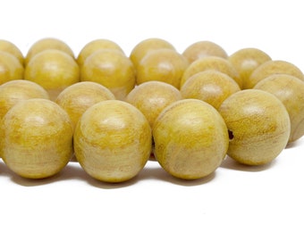 20mm Nangka Jackfruit Round Premium Wood Beads - Waxed - 10 pieces