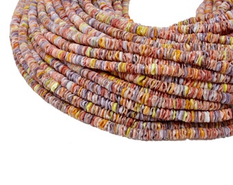 4-5mm Multicolor Pectin Shell Heishi Beads - Natural Color Seashell - 23 inch strand