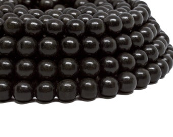 Ebony Kamagong 10mm Natural Round Wooden Beads - Polished Brown/Black Round Artisan Handcrafted Smooth Heavy Dense Wood - 15 inch strand