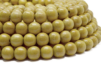 10mm Nangka Jackfruit  Round Premium Wood Beads - Waxed - 15 inch strand