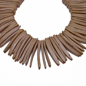 40mm Light Brown Coconut Shell Sticks - Dyed and Waxed - 15 inch strand