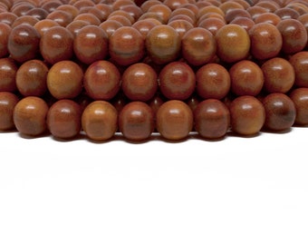 12mm Sibucao Redwood Round Premium Wood Beads - Waxed - 15 inch strand