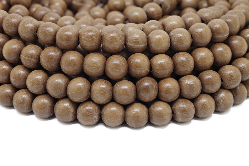 BULK Wholesale 8mm Premium Natural Round Wood Beads 5 strands Choose Color and Finish Ebony Rosewood Bayong Graywood Robles Palmwood image 3