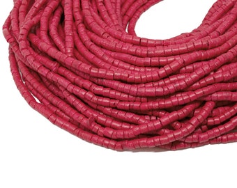 3-4mm Cayenne Red Coconut Shell Heishi Beads - Dyed and Waxed - 23 inch strand