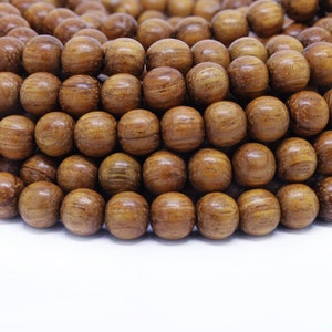 BULK Wholesale 8mm Premium Natural Round Wood Beads 5 strands Choose Color and Finish Ebony Rosewood Bayong Graywood Robles Palmwood Bayong Redwood