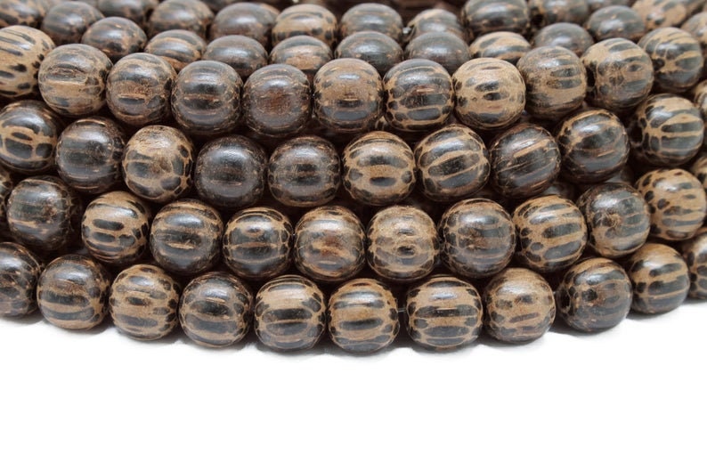 BULK Wholesale 8mm Premium Natural Round Wood Beads 5 strands Choose Color and Finish Ebony Rosewood Bayong Graywood Robles Palmwood Patikan