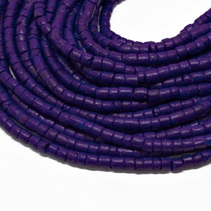 3-4mm Royal Purple Coconut Shell Heishi Beads - Dyed and Waxed - 23 inch strand