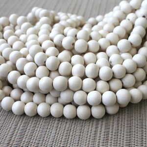 10mm White Cream Ivory Colored Natural Round Wooden Beads Bleached 15 inch strand High Quality Wood Jewelry Craft Supply image 4