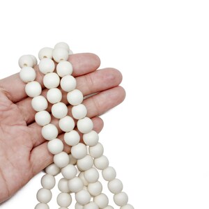 10mm White Cream Ivory Colored Natural Round Wooden Beads Bleached 15 inch strand High Quality Wood Jewelry Craft Supply image 2