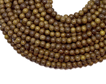 6mm Robles Round Premium Wood Beads - Waxed - 15 inch strand