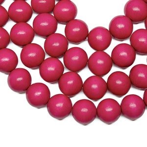 15mm Cayenne Red Round Wood Beads - Dyed and Waxed - 15 inch strand
