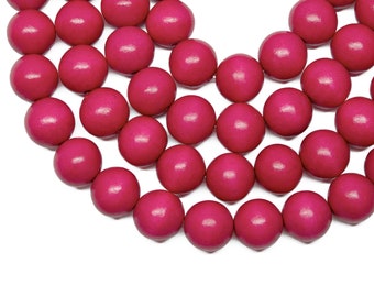 15mm Cayenne Red Round Wood Beads - Dyed and Waxed - 15 inch strand