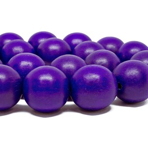 20mm Royal Purple Round Wood Beads - Dyed and Waxed - 10 pcs.