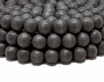 12mm Dark Gray Grey Round Wood Beads - Dyed and Waxed - 15 inch strand