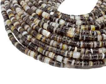 4-5mm Black Lip Shell Heishi Beads - Natural Color Seashell - 23 inch strand