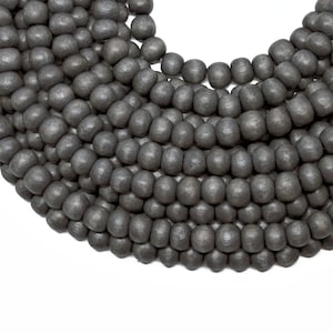 6mm donker grijs grijs ronde houten kralen geverfd en gewaxt 15 inch strand