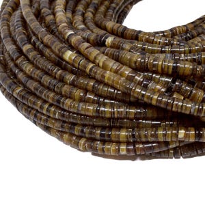 4-5mm Brown Pen Shell Heishi Beads - Natural Color Seashell - 23 inch strand