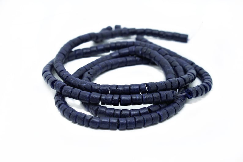 Dyed and Waxed 3-4mm Navy Blue Coconut Shell Heishi Beads 23 inch strand